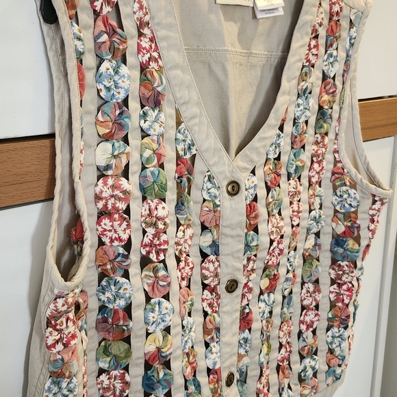 Gently used. VINTAGE Susan Bristol  Beautiful Flower Vest. Size Small. - Picture 3 of 9